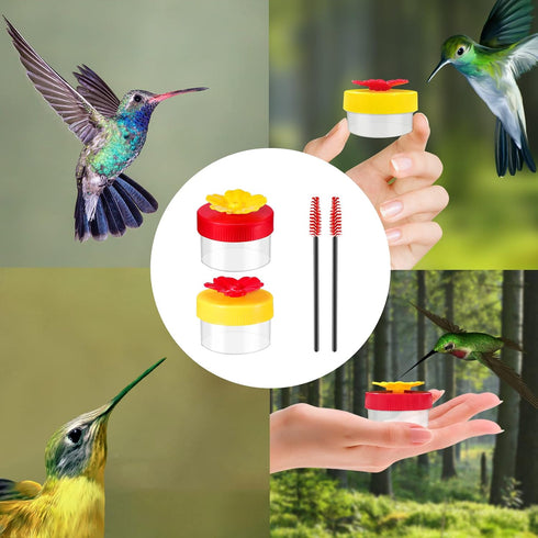 Handheld Hummingbird Feeders, 2pcs Hummingbird Hand Feeder, Hand Hummingbird Feeders, Hummingbird Feeder Handheld with Cleaning Brush for Outdoor ...