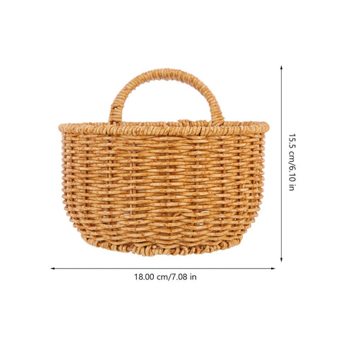 Zerodeko Trash Can Straw Woven Wastebasket Bedroom Trash Can Wall Hanging Basket Small Garbage Cans Wicker Waste Basket with Handle Countertop Tra...