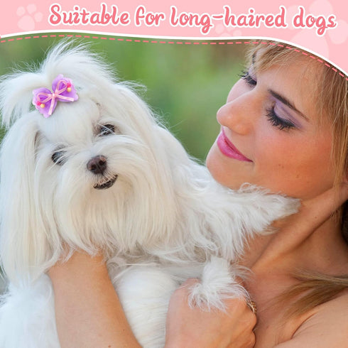 100 Pieces Dog Bows Cute Dog Puppy Hair Bows Multicolor Girl Dog Accessories Small Dog Hair Bows Bowknot Puppy Bows with Strong Rubber Bands and R...