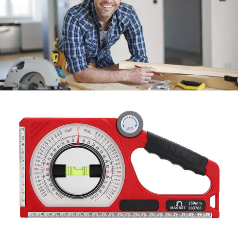 Engineering Inclinometer, Portable Universal Slope Measuring Ruler Multifunction Angle Meter Gauge, Dual Scale Rotary Pitch Finder with Level Vial...