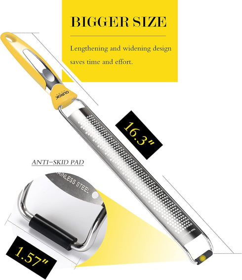 Ourokhome Kitchen Lemon Zester, Stainless Steel Hand Held Parmesan Cheese Grater for Ginger, Chocolate, Coconut, Lime, Nutmeg, Citrus, Fruit, Vege...
