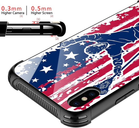 Compatible with iPhone XR Case Lacrosse American Flag Graphic for Girls,Picture Pattern Design Shockproof Anti-Scratch Hard PC Back Case for iPhon...