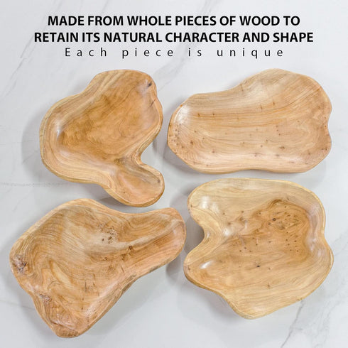 Wooden Dough Bowls for Decor - Natural Wood Fruit Bowl 11-13 inch, Decorative Wooden Bowl for Fruits, keys, jewerly Display, Kitchen, Dining Room,...