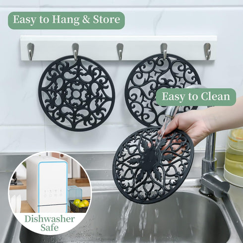 Teal Trivets for Hot Dishes, Silicone Hot Pads for Kitchen, Silicone Trivets for Hot Pots and Pans, Countertop and Tabletop Trivet Mat, Multi Use ...
