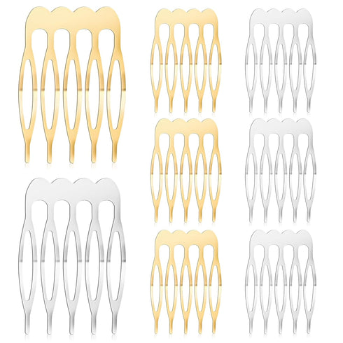 20PCS Small Hair Side Combs French Teeth Hair Combs for Women 5 Teeth Tiny Hair Clip Combs Silver and Gold Plain Blank Crafting DIY Slide Combs Br...