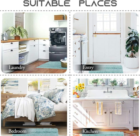 NICETOWN Bath Mats Shower Rugs Slip-Resistant Extra Absorbent Soft and Fluffy Thick Bath Mats, Non-Slip Microfiber Shag Floor Mats, Dry Fast Water...
