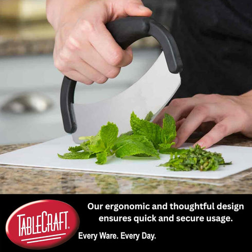 TableCraft H6610 Single Mezzaluna – Wavy Crinkle Cutter for Fruits, Vegetables, Pickles & Potatoes – Stainless Steel, One-Handed, Crinkle Cut Tool...