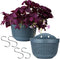 Wall Hanging Planters Railing Hanging Planters, 2PCS Plastic Plants Pot Wall Mounted Hanging Basket Fence Flower Pots Plants Container with Hooks ...
