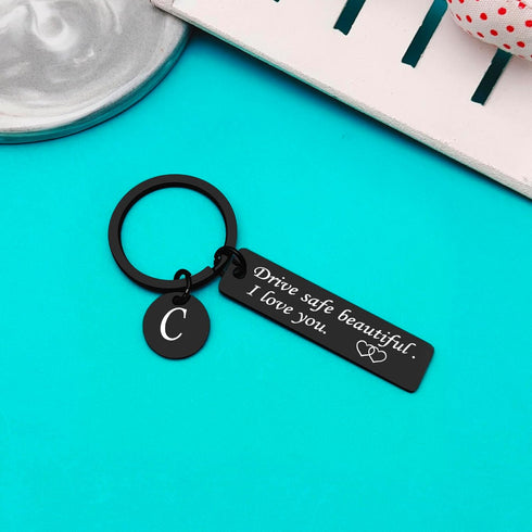 Xiahuyu Drive Safe Keychain for Her 26 Letter Keychain Gifts for Girlfriend Wife Daughter Mom Niece Sister Friend...
