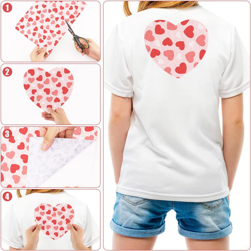 12 Sheets Self Adhesive Felt Sheets, 7.9x11.8 Inch Fun Heart Printed Felt Backed Felt Fabric for Weddings Gifts DIY Valentine's Day Supplies Decor...