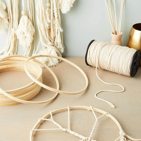 Bamboo Rings for Crafts, Macrame, and Dreamcatchers (9 in, 12 Pack)...
