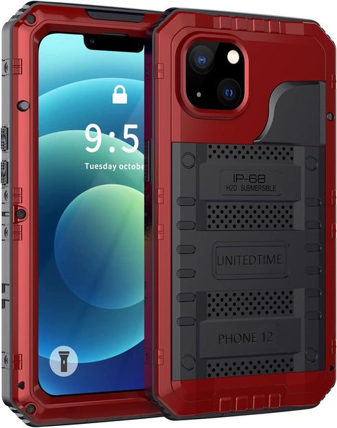 Unitedtime for iPhone 12 Case Waterproof with Built-in Screen Protector Full Body Rugged Hard Silicone, Military Grade Shockproof Dustproof Protec...