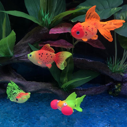 Aquarium Simulation Goldfish, Increase Artificial Fish Moving Floating Fake Fish for Tank Silicone Luminous Fake Swimming Fish for for Aquarium Fi...