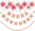 Rose Gold Birthday Decorations Kit - 20-Pc Set with Pre-Strung Happy Birthday Banner, Tissue Paper, Garland & Swirls | Rose Gold Party Supplies fo...