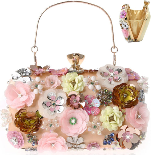 Women Clutches Flower Evening Handbag Chain Strap Shoulder Bag handbag Wedding bag purse...