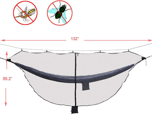 Mosquito net for Camping Hammock, Compact Lightweight Hammock Netting, 12' Long with Dual Sides Zippers Fits All Camping Hammocks...
