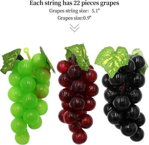 12 Strands 90 ft Artificial Fake Grape Vines with 3 Strings Grapes, Hanging Plant Large Leaves Garland for Wedding Party Store Home Decor Indoor O...