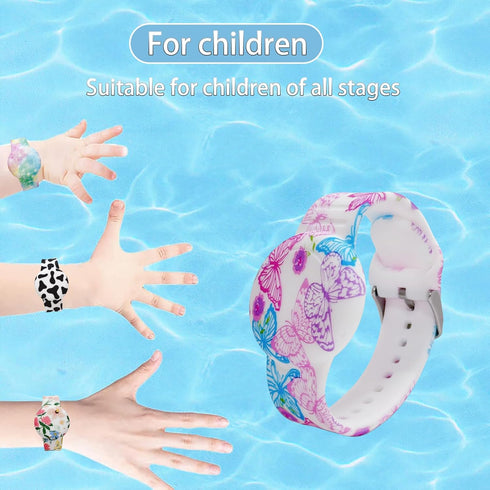 Waterproof AirTag Bracelet for Kids, Soft Silicone Air Tag Hidden Holder Case Compatible with Apple Airtag, Adjustable Anti-Lost Printed Strap Gps...