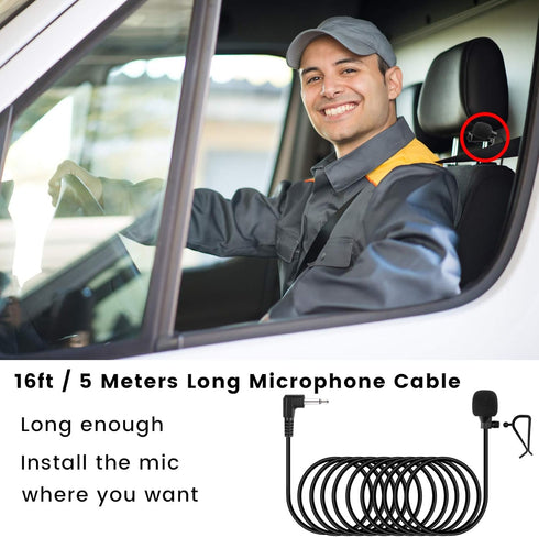 weishan 3.5mm Car Microphone 16ft External Assembly Mic Replacement for Boss JVC Sony Pioneer Vehicle Head Unit Bluetooth Enabled Stereo Radio CD ...