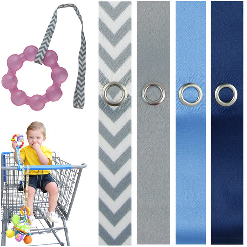 Toy Saver Strap Holder Leash Secure Accessories Gray Chev/Navy/Lt Blue/Gray - 4pc...