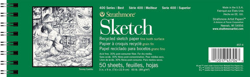 Strathmore 400 Series Sketch Pad, Recycled Paper, 3x9 inch, 50 Sheets - Artist Sketchbook for Drawing, Illustration, Art Class Students...
