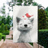 Small Joyful Dog with A Bird on Its Head Garden Flag Cute Animal House Yard Flag Seasonal Holiday Outside Holiday Decoration Home Decor Double Sid...