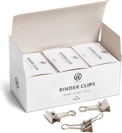 U Brands Small Binder Clips, Metallic Silver, Office Organization Supplies, 19mm, 72 Count...