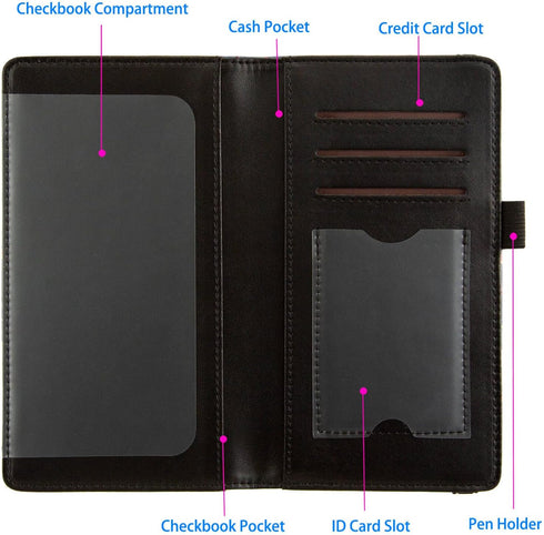 checkbook cover,Checkbook Cover for Duplicate Checks,RFID Checkbook Register Cute Wallet women Men Credit Card Holder (Pink Cherry)...