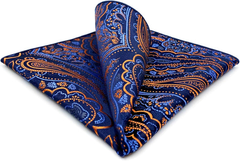 S&W SHLAX&WING Men's Ties Neckties Navy Dark Blue Paisley Matching Pocket Square...