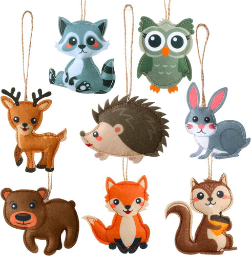 Tegeme 8 Pieces Woodland Animals Ornaments My Forest Friends Felt Animals Craft Set Cute Tree Decor for Home Christmas Tree Party Decorations...