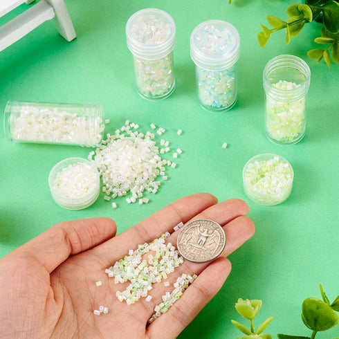 Craftdady 3300Pcs Green Glass Bugle Seed Beads Small Crystal Round Pony Beads Column Tube Waist Bead Kits Embroidery Beads for Summer Crafts DIY B...