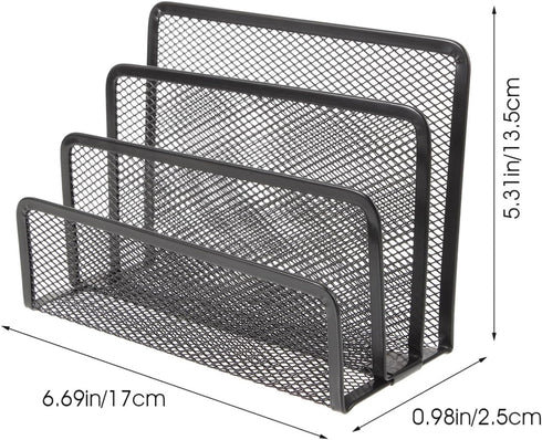 Operitacx for Metal Letter Magazine Home Tray Folder Slots Filing Envelope Black Desk Holder Paper Document Desktop Mail Countertop Organizer Cell...