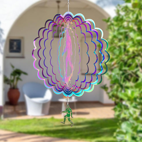 Wind Spinner, Flymer Bigfoot Hanging Wind Spinner for Yard and Garden, 3D Stainless Steel Wind Sculptures & Spinners for Porch Decor...