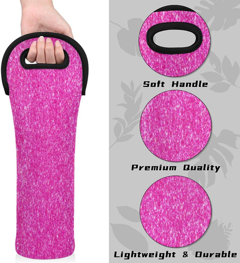 Wine Carriers and Totes 1 Bottle Pink Color Insulated Wine Bag with Handles Single Bottle Wine Cooler Bags for Travel...