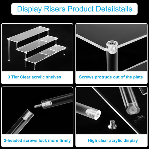 Large Acrylic Display Risers, Perfume Stand Organizer, Clear Acrylic Shelf Risers for Display Stands for Food, Tabletop Use, Amiibo Funko POP Figu...