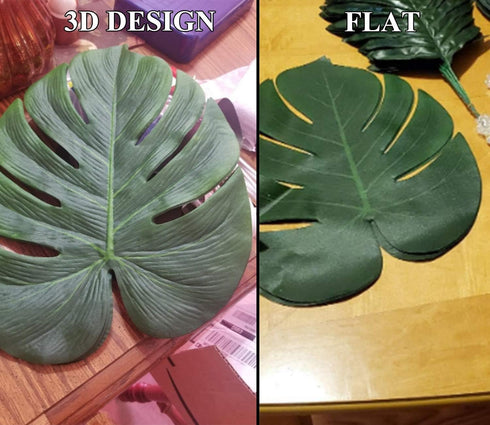OurWarm 24pcs Large Artificial Tropical Palm Leaves, Faux Safari Leaves Monstera Fake Leaves, Hawaiian Luau Party Jungle Beach Theme Decorations f...