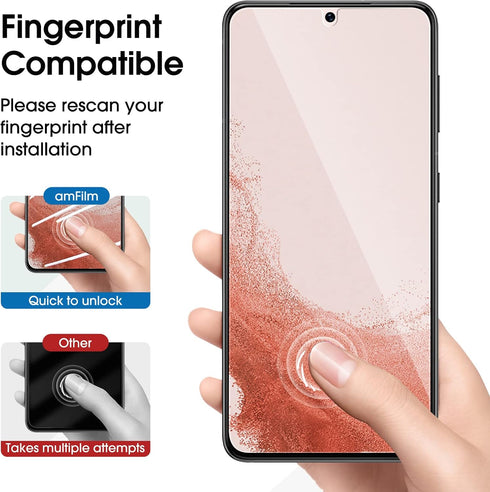 amFilm Hybrid Screen Protector for Samsung Galaxy S22 Plus 5g 6.6 inch, Samsung Galaxy S22 + 5g 6.6 inch, Fingerprint Compatible, Camera Lens Prot...