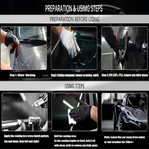 10H Nano Ceramic Coating for Cars, 50ML High Gloss Anti-Scratch SiO2 Ceramic Car Coating Kit, Plastic, Glass, Wheel Polishing, Hydrophobic, Long L...