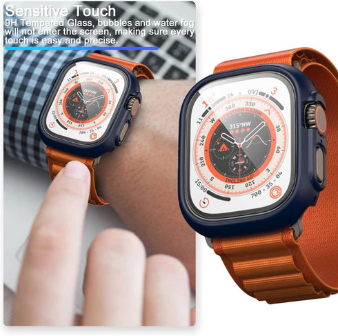 3+3 Pack case for Apple Watch Screen Protector Series 9 Series 8 Ultra 49mm with Tempered Glass, waterproof, Scratch Resistant, Protect Bumper Cov...