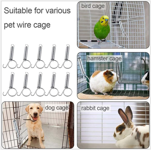 20Pcs Spring Door Latch for Cages Metal Finger Spring Hooks 2 Sizes Multi-Functional Wire Cage Spring Latch Security for Fixing Pet Cage Door Dog ...