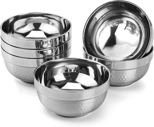 ZENFUN 6 Pack 304(18/8) Stainless Steel Bowls 5 Inch Snack Bowls, 17 Oz Soup Bowls Lightweight Salad Bowls Double-walled Insulated Bowls for Rice,...