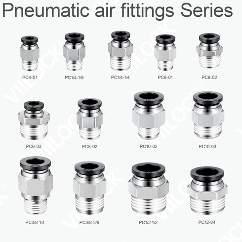 Pneumatic Push to Connect Tube Fitting, Male Straight 10mm Tube OD x 3/8”NPT Thread Air Line Fittings PC10-N3 (Pack of 10)...