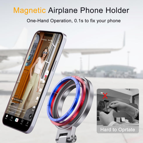 Magnetic Airplane Phone Holder Mount Travel Essentials for Magsafe Accessories, Handsfree Metal Phone Holder for Airplane Seat Back, Car Phone Hol...