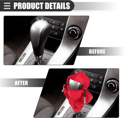 Motoforti Universal Car Gear Shift Cover Shift Knob Cover, Gear Stick Cover Shift Gear Cover, Fashionable, Fabric, Red...