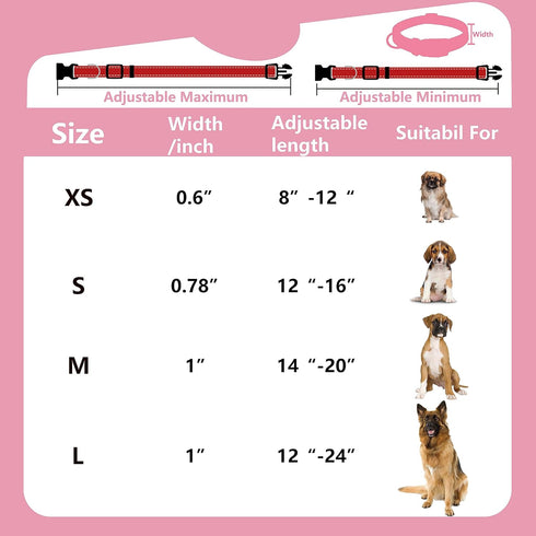 Reflective Nylon Dog Collars 2pcs,with Quick Release Buckle,Adjustable Safety Nylon Collars for Small Medium Large Dogs (Medium :Width1,Neck 14"-2...