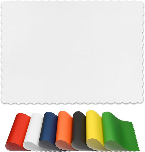 Paper Placemats for Dining Table – Disposable Scalloped Edges Blank Table Mats Great for Parties and Christmas Table Decorations 10"x14" 50 Pack (...