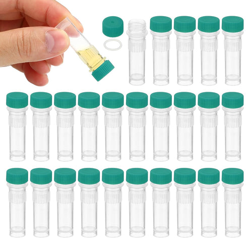 PATIKIL 1ml Plastic Cryogenic, 200Pcs Self Standing Cryogenic Vial Screw Top Frozen Test Tube for Lab Laboratory Science, Green Cap...