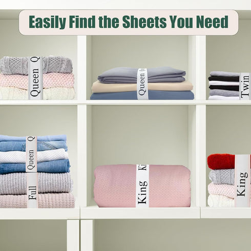 4 Pieces Bed Sheet Organizer Bands, Sheet Organizers and Storage Label Bands, Sheets Organizer for Closet, Sheet Label for Bedding, Sheet Keepers ...