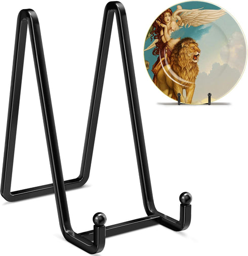 6 Inch Metal Square Picture Frame Easel Stands for Plates, Photos, Decor (Black, 2 Pack)...