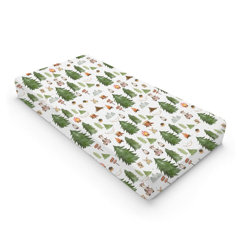 Woodland Animals Camping Changing Pad Covers Giraffe Hedgehog Forest Mountain Diaper Changing Table Sheets for Boy Girl Wildlife Soft Breathable S...